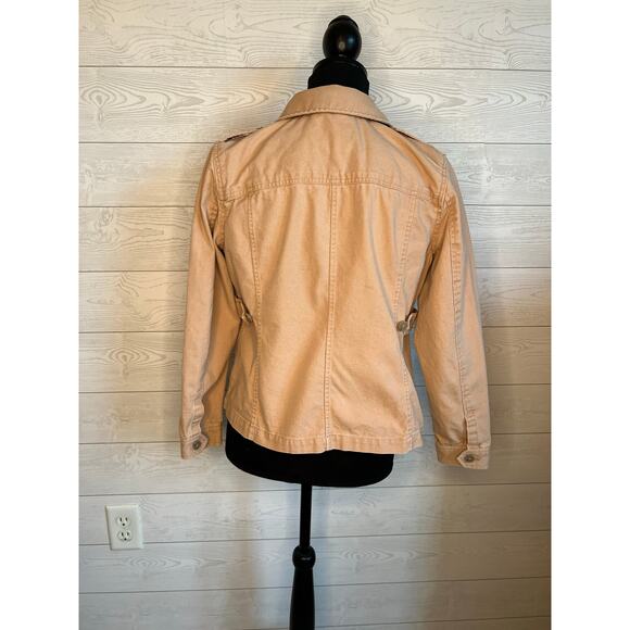 LOFT tan denim utility jacket Size Medium Petite - Picture 4 of 9